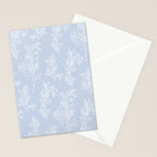 Botanical Cottage Floral Pattern in Soft Light Blue Stationery Card Gallery Image 2