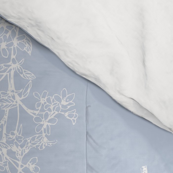 Botanical Cottage Floral Pattern in Soft Light Blue Comforter Gallery Image 4