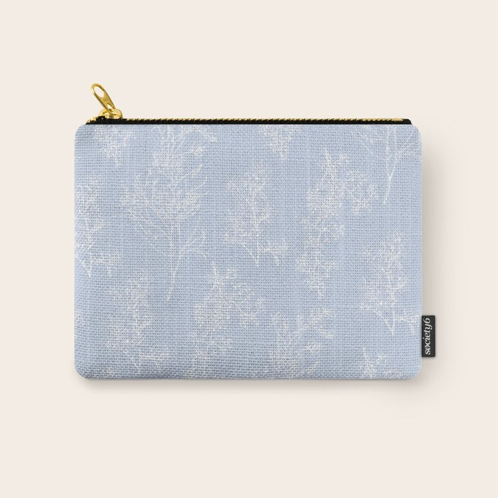 Botanical Cottage Floral Pattern in Soft Light Blue Carry All Pouch Gallery Image 1