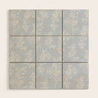 Botanical Cottage Floral Pattern in Soft Light Blue Wood Wall Art Gallery Image 1