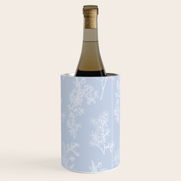 Botanical Cottage Floral Pattern in Soft Light Blue Wine Chiller Gallery Image 3