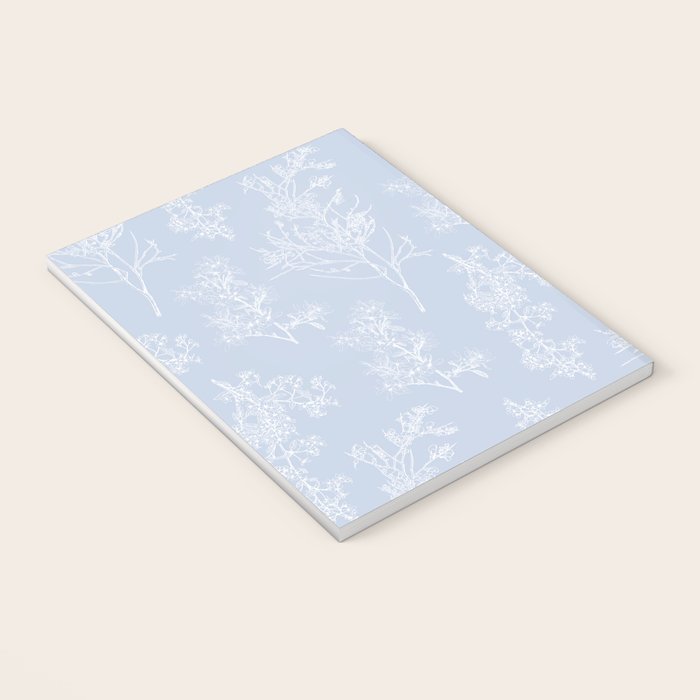 Botanical Cottage Floral Pattern in Soft Light Blue Notebook Gallery Image 3