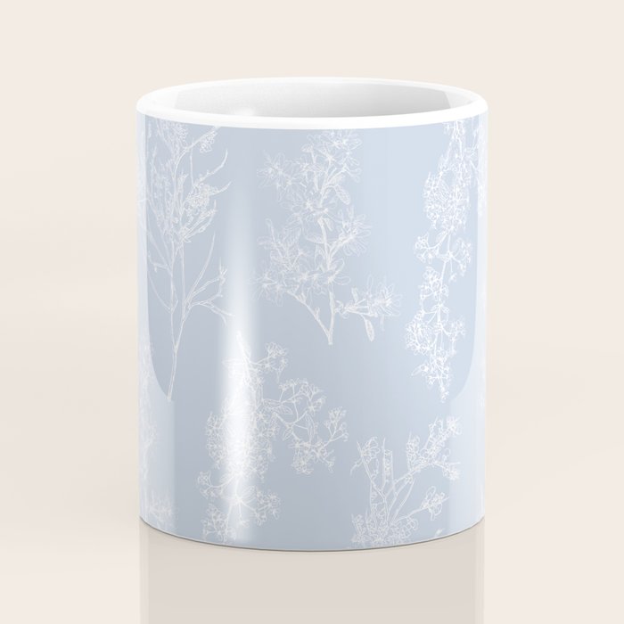 Botanical Cottage Floral Pattern in Soft Light Blue Coffee Mug Gallery Image 4