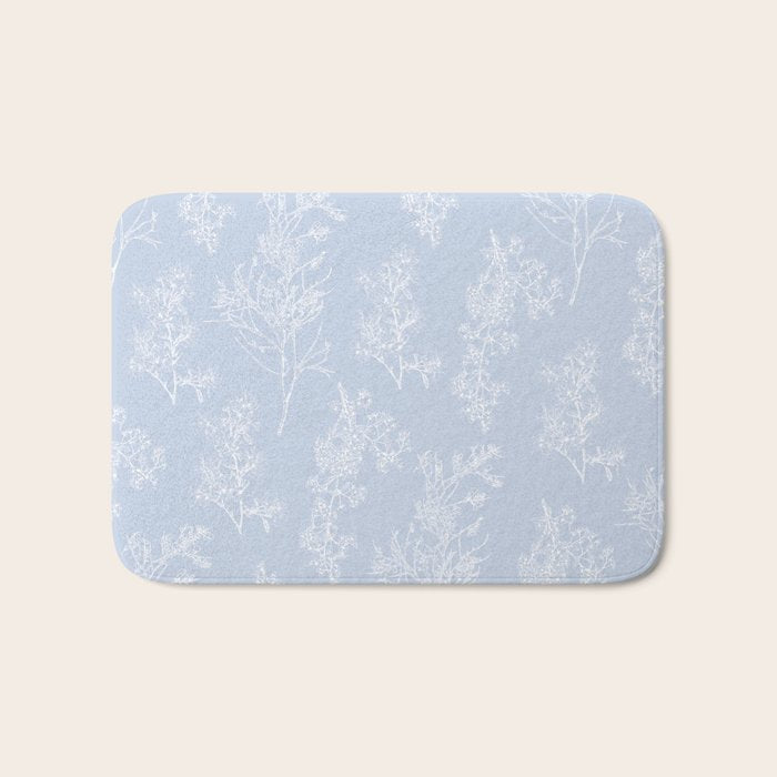 Botanical Cottage Floral Pattern in Soft Light Blue Bath Mat Gallery Image 1