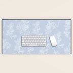 Botanical Cottage Floral Pattern in Soft Light Blue Desk Mat Gallery Image 1