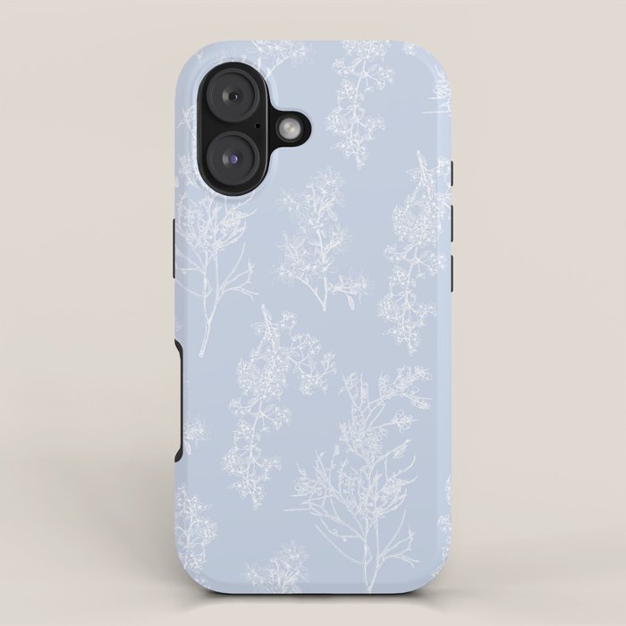 Botanical Cottage Floral Pattern in Soft Light Blue iPhone Case Gallery Image 1