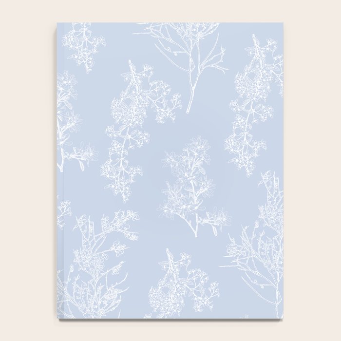 Botanical Cottage Floral Pattern in Soft Light Blue Notebook Gallery Image 4