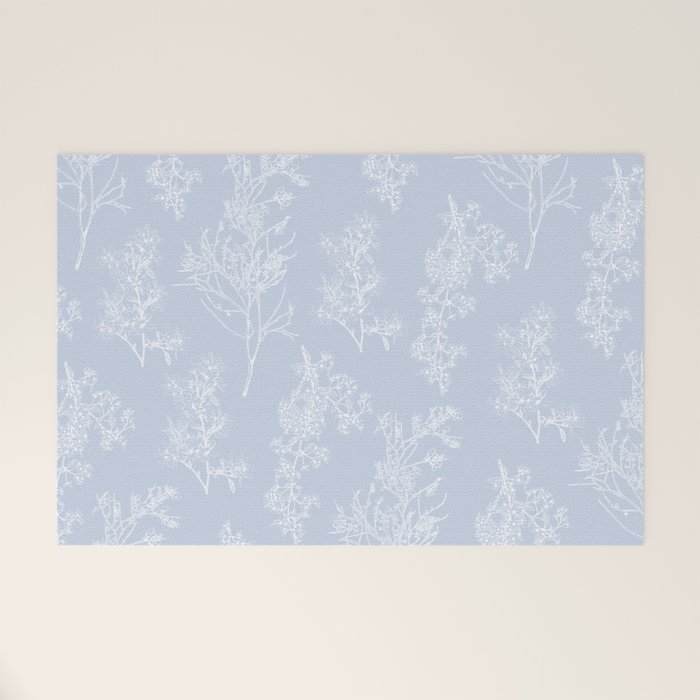 Botanical Cottage Floral Pattern in Soft Light Blue Welcome Mat Gallery Image 1