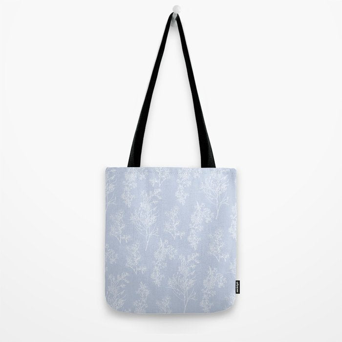 Botanical Cottage Floral Pattern in Soft Light Blue Tote Bag Gallery Image 2