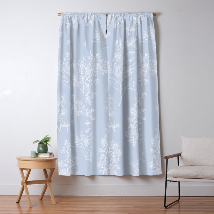 Botanical Cottage Floral Pattern in Soft Light Blue Window Curtain Gallery Image 5