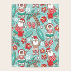 Mele Kalikimaka Hawaiian Christmas gingerbread cookies // aqua background Poster Gallery Image 4