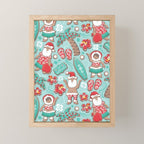 Mele Kalikimaka Hawaiian Christmas gingerbread cookies // aqua background Mini Art Print Gallery Image 1