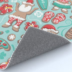 Mele Kalikimaka Hawaiian Christmas gingerbread cookies // aqua background Rug Gallery Image 4