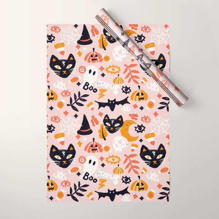 Trick Or Treat Yourself - Blush Wrapping Paper Gallery Image 1