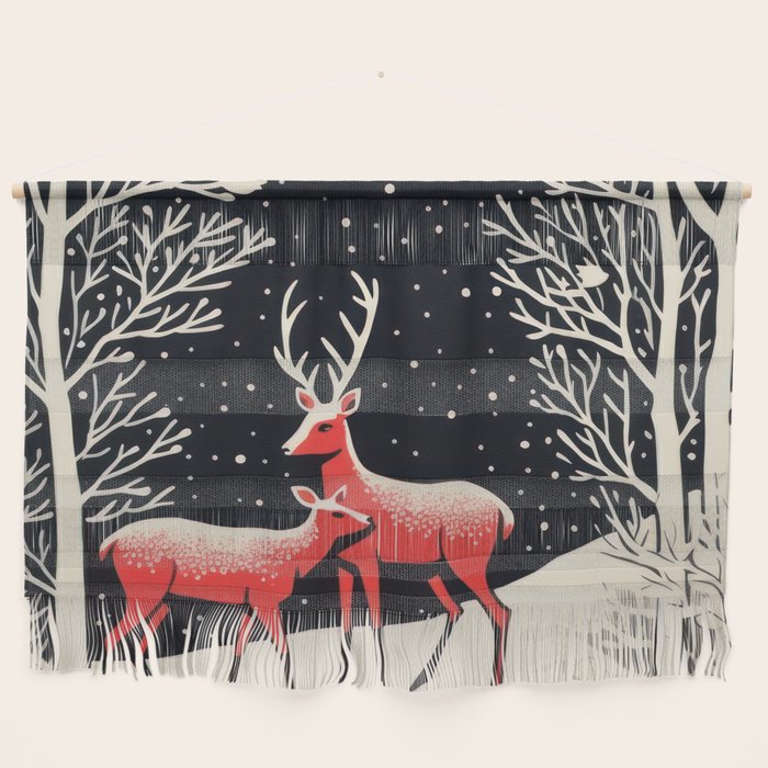 Winter Deer Pair Wall Hanging Gallery Image 1