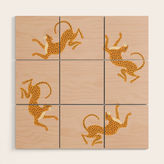 Leopard Race - pink Wood Wall Art Gallery Image 1