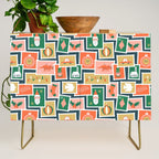 Vintage christmas postage stamp sticker pattern Credenza Gallery Image 1