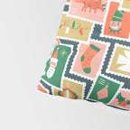 Vintage christmas postage stamp sticker pattern Pillow Sham Gallery Image 4