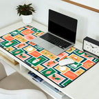 Vintage christmas postage stamp sticker pattern Desk Mat Gallery Image 2