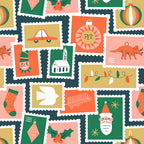 Vintage christmas postage stamp sticker pattern Coffee Mug Gallery Image 2