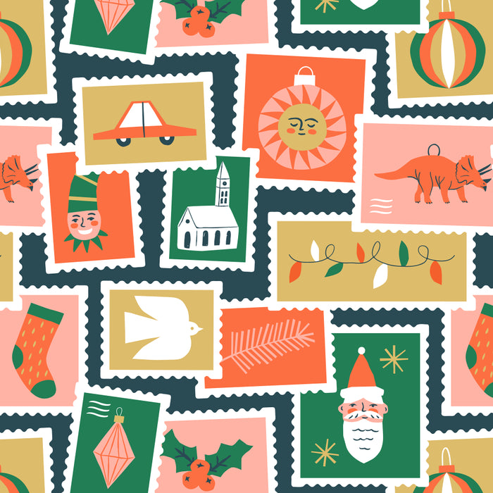 Vintage christmas postage stamp sticker pattern Coffee Mug Gallery Image 2