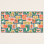 Vintage christmas postage stamp sticker pattern Desk Mat Gallery Image 3