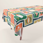 Vintage christmas postage stamp sticker pattern Tablecloth Gallery Image 1