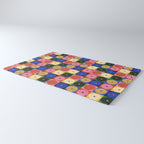 Retro Flowers Check Pattern XV Rug Gallery Image 3