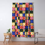 Retro Flowers Check Pattern XV Window Curtain Gallery Image 5