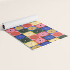 Retro Flowers Check Pattern XV Yoga Mat Gallery Image 2