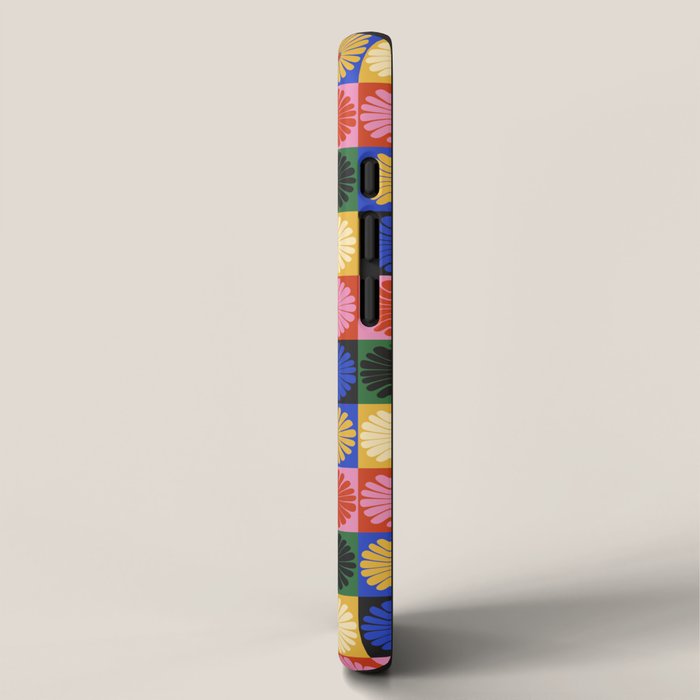 Retro Flowers Check Pattern XV iPhone Case Gallery Image 2