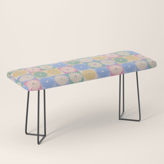 Retro Flowers Check Pattern XXIV Bench Gallery Image 1