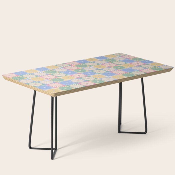 Retro Flowers Check Pattern XXIV Coffee Table Gallery Image 1