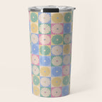Retro Flowers Check Pattern XXIV Travel Mug Gallery Image 1