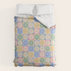 Retro Flowers Check Pattern XXIV Comforter Gallery Image 6