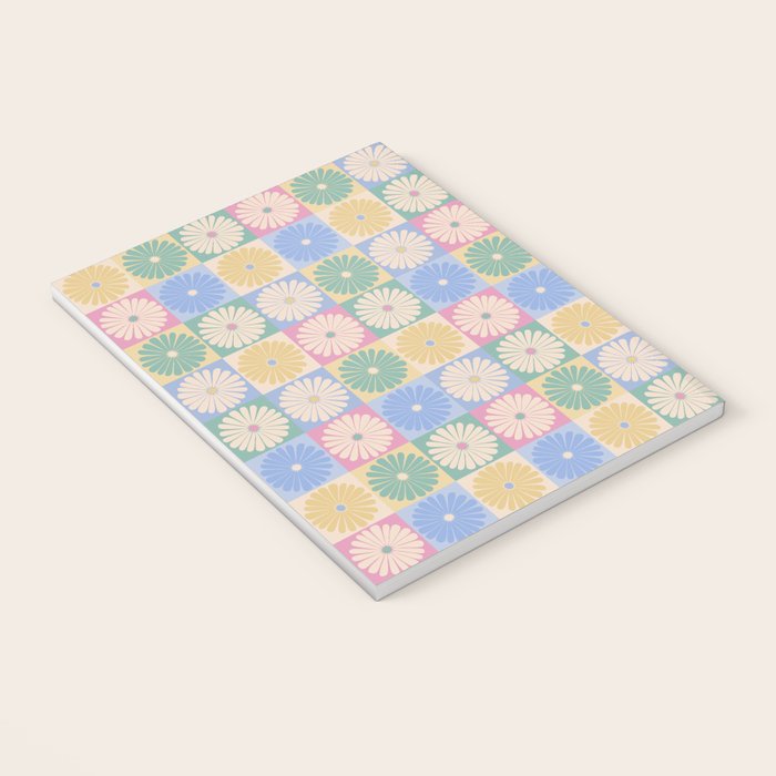 Retro Flowers Check Pattern XXIV Notebook Gallery Image 3