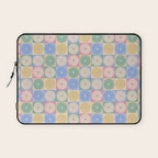 Retro Flowers Check Pattern XXIV Laptop Sleeve Gallery Image 1