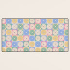 Retro Flowers Check Pattern XXIV Desk Mat Gallery Image 3