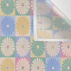 Retro Flowers Check Pattern XXIV Wall Tapestry Gallery Image 3