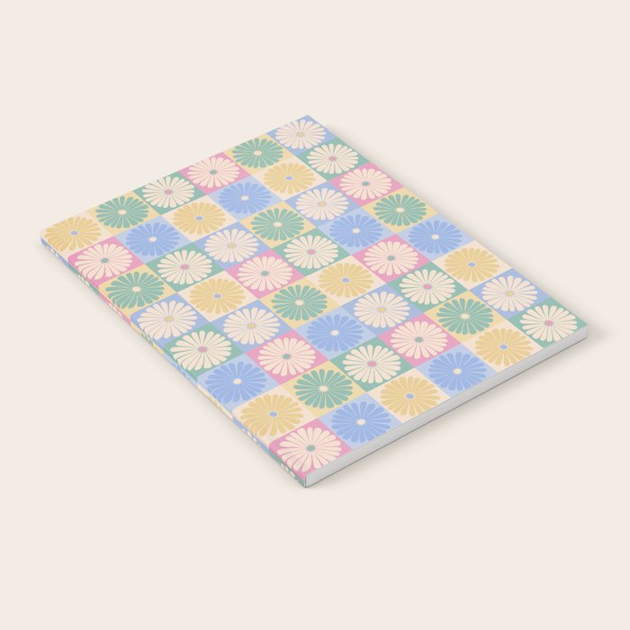 Retro Flowers Check Pattern XXIV Notebook Gallery Image 1