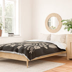 Moth Floral | Black & Brown Duvet Cover Gallery Image 2
