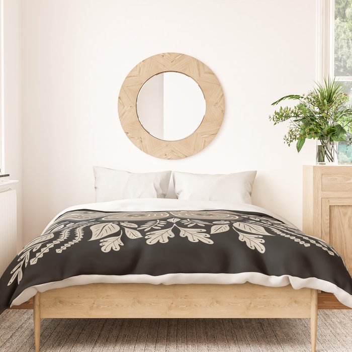 Moth Floral | Black & Brown Duvet Cover Gallery Image 3