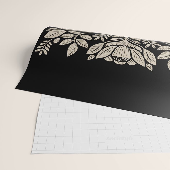 Moth Floral | Black & Brown Wrapping Paper Gallery Image 2