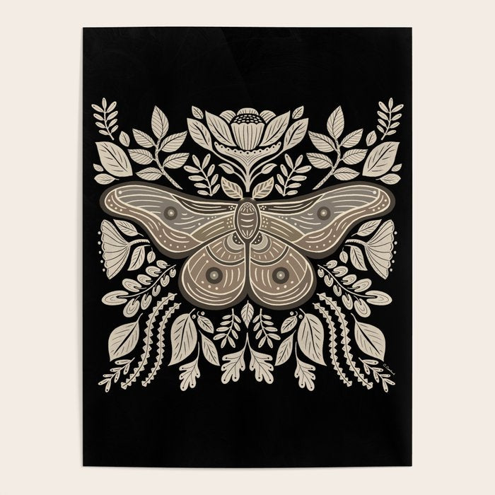 Moth Floral | Black & Brown Poster Gallery Image 4