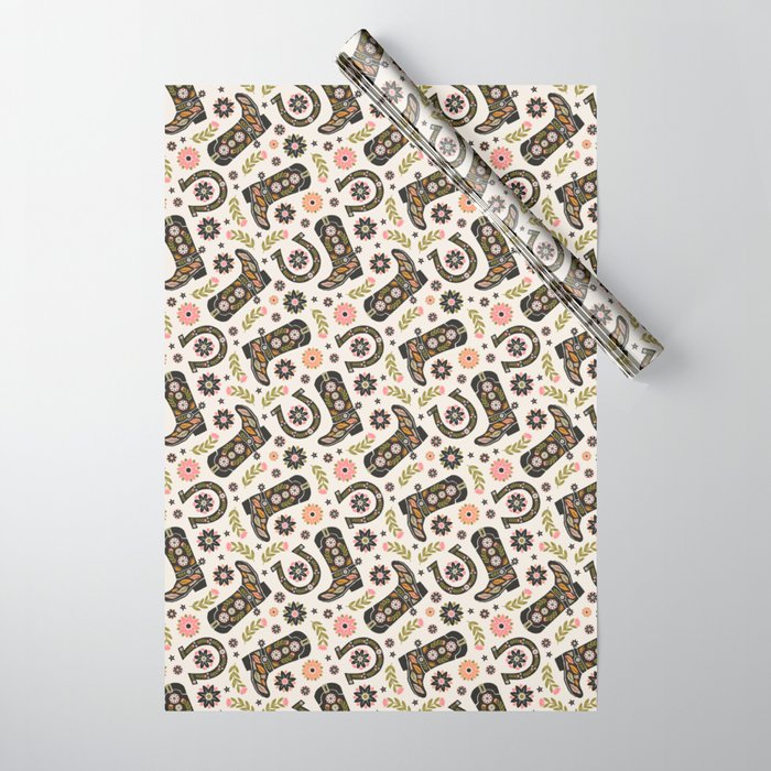 Giddy Up - Cowgirl Boot Wrapping Paper Gallery Image 1