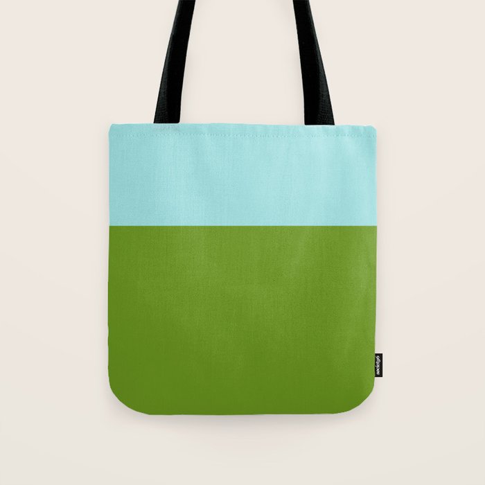 Color Block Bright Aqua Blue and Vibrant Spring Green Tote Bag Gallery Image 1
