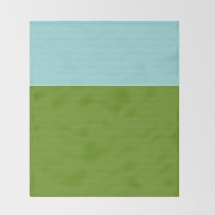 Color Block Bright Aqua Blue and Vibrant Spring Green Throw Blanket Gallery Image 2