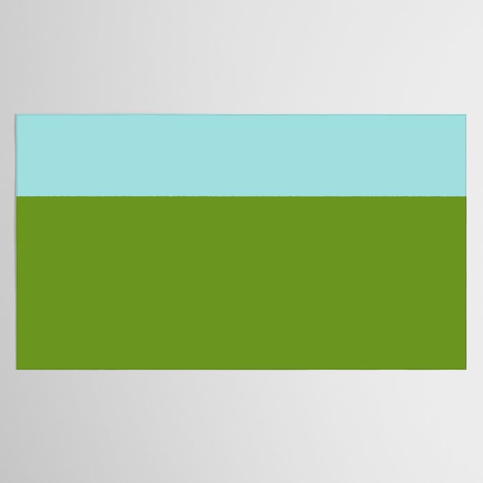 Color Block Bright Aqua Blue and Vibrant Spring Green Tablecloth Gallery Image 2