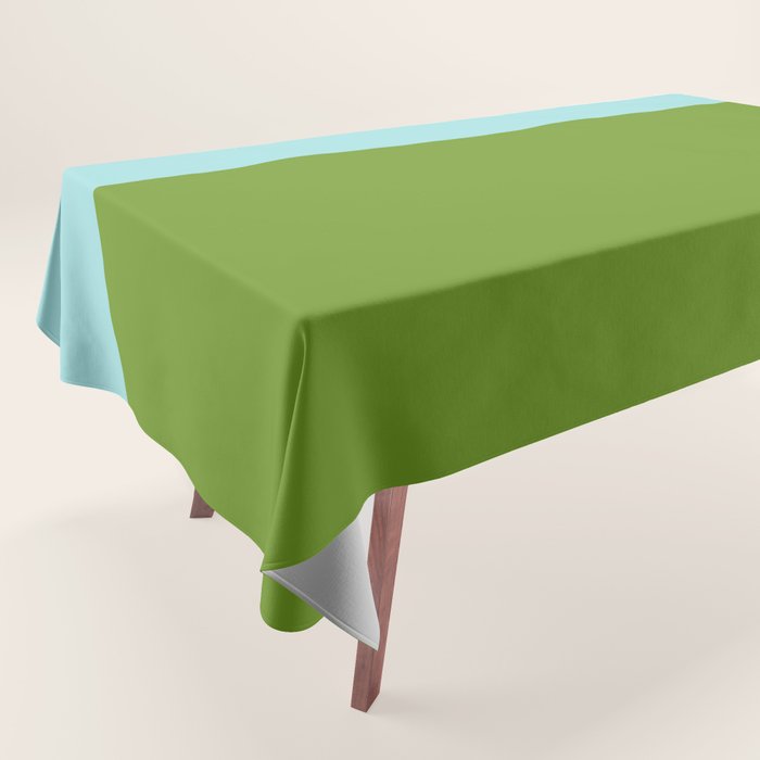 Color Block Bright Aqua Blue and Vibrant Spring Green Tablecloth Gallery Image 1