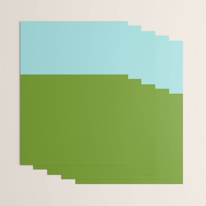 Color Block Bright Aqua Blue and Vibrant Spring Green Wrapping Paper Gallery Image 3